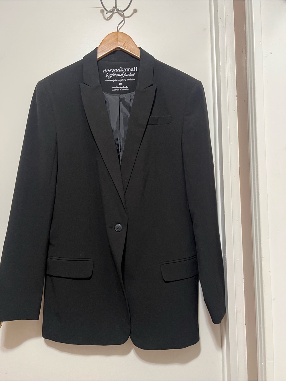 NORMA KAMALI Women’s Blazer Black Boyfriend Cut Jacket - Size 10 Career - Picture 4 of 8